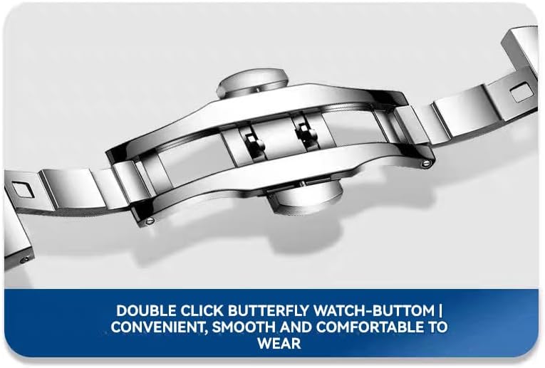 Close-up of the double-click butterfly clasp on the RUIGE A6 watch bracelet