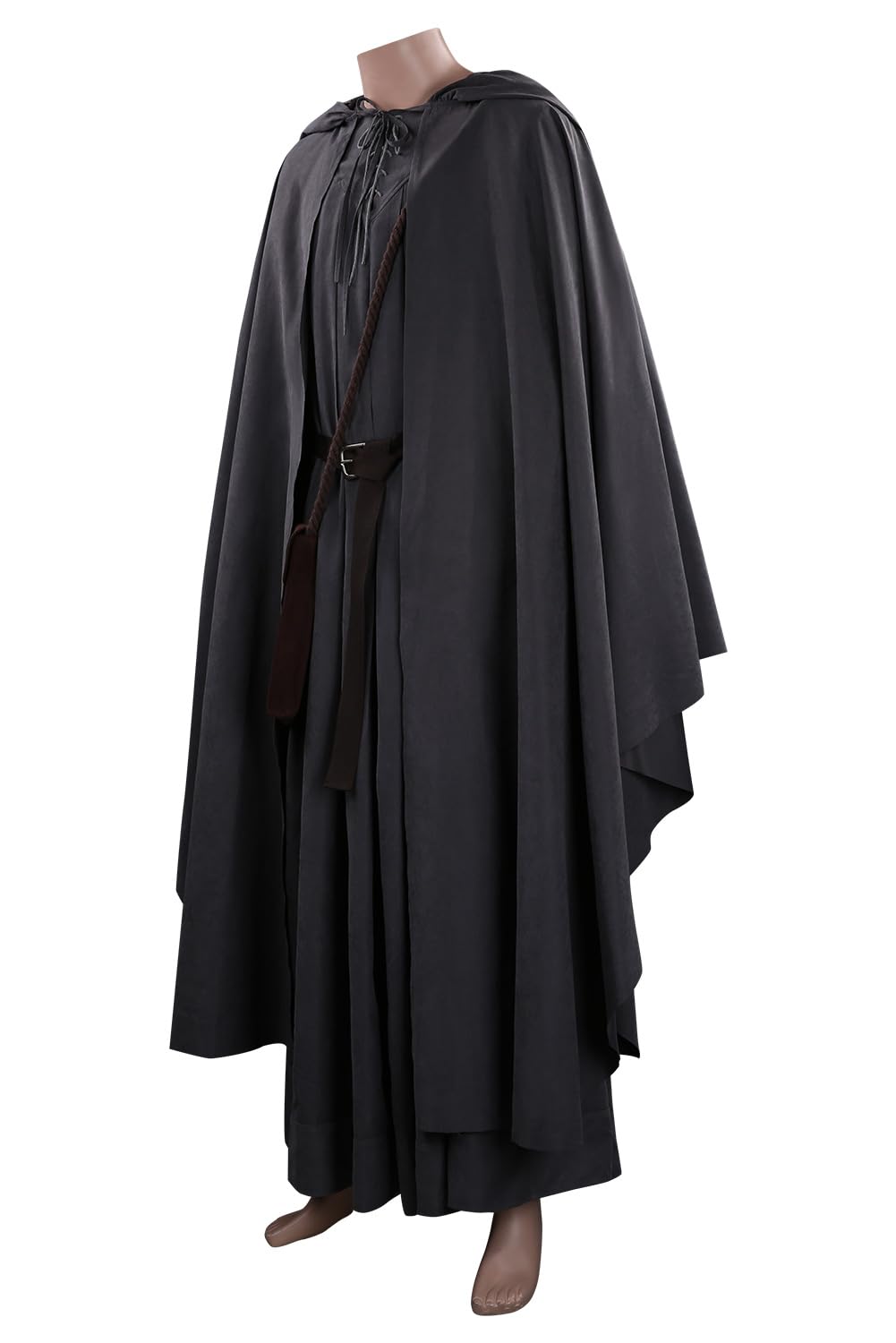 Disfraz de mago con capucha de anime, túnica larga, tops y cinturón, disfraz de cosplay para hombre