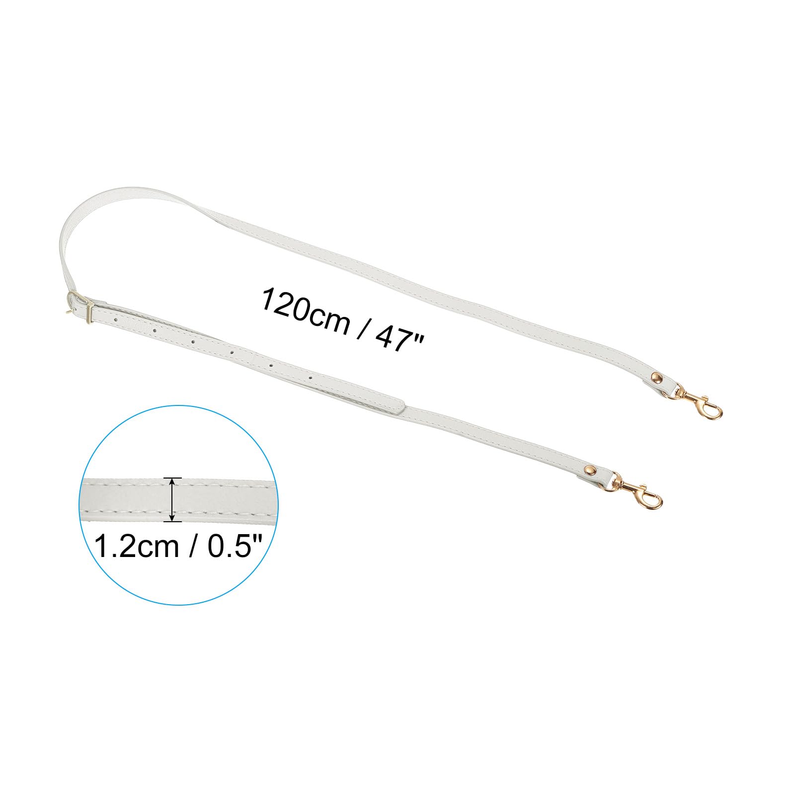 PATIKIL Leather Purse Strap Replacement 47 Inch, PU Adjustable Shoulder Crossbody Replacement Strap with Gold Hardware, White - Image 2