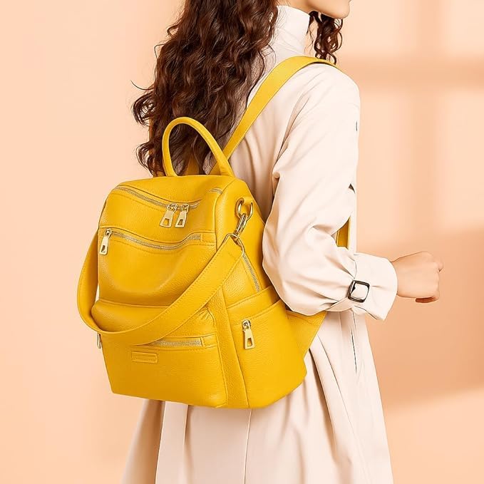 Image of Leather Backpack for Women | Large Capacity | College and Office use | PU Leather | shoulder bag for Ladies,