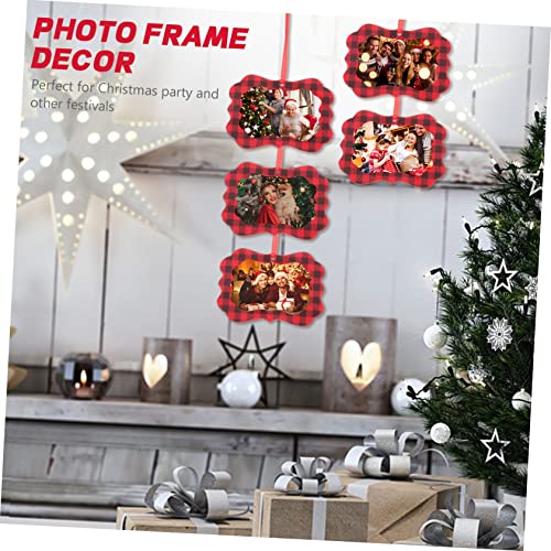 Aboofan 60 Pcs Christmas Photo Frame Picture Locket Christmas Decor Photo Gift Christmas Plaid Decoration Christmas Photo Ornaments Check Felt Photo Frame Christmas Tree Pendant Self Made #TOP7