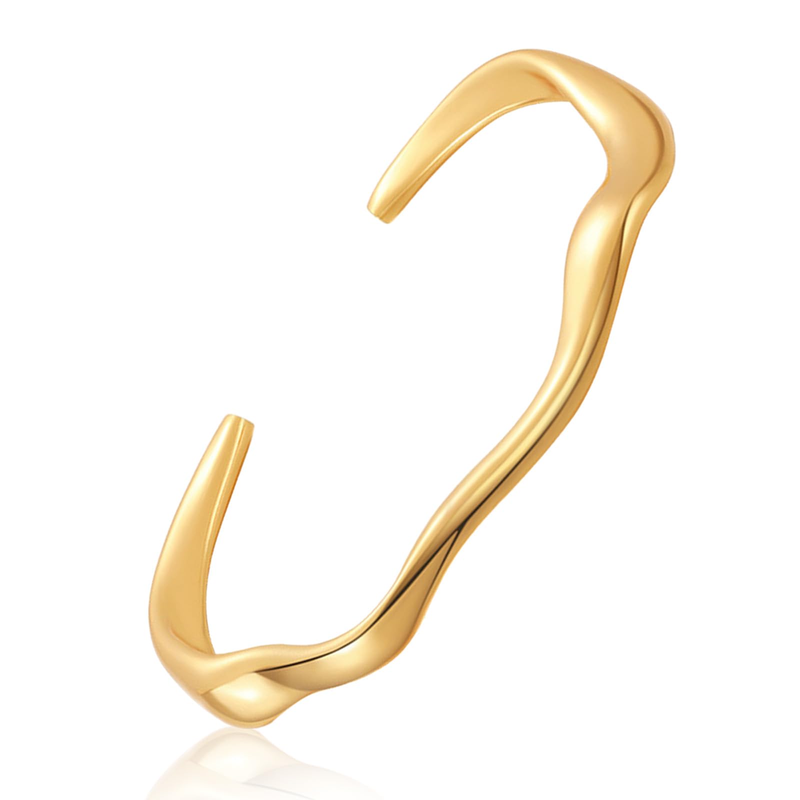 SUpoetry 18K Gold Plated Bracelets for Women, Open Metal Adjustable Bracelet, Gold Minimalist Bracelet for Women, An Ideal Gift for Occasions Like Christmas and Valentine's Day