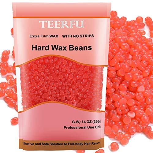 Hard Wax Beans for Painless Hair Removal, Brazilian Waxing for Face, Eyebrow, Back, Chest, Bikini Areas, Legs At Home 396g (14 Oz)