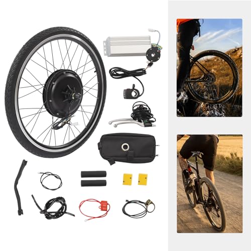 SanBouSi 26" E-Bike Rear Wheel Hub Motor 1000W 48V Brushless Gearless Electric Bike Conversion Kit with Thumb Throttle for Turn Pedal Bicycle Into Ebike