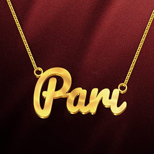 Image of Pari Cursive Gold & Silver Name Pendant Necklace, Best Jewelry Gift for Girls.