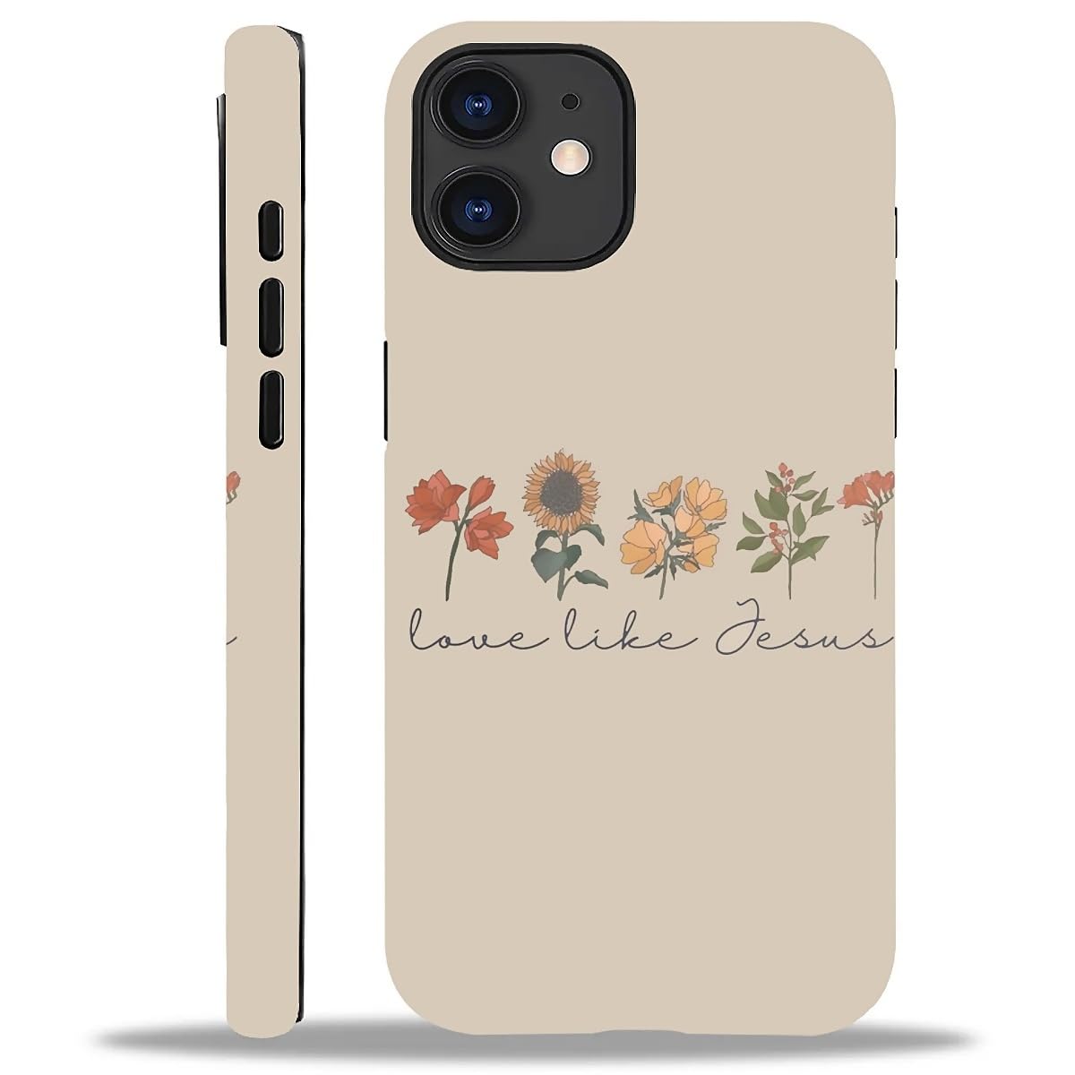 WANKBLC Compatible with iPhone 12 12 Pro Matte Case, Love Like Jesus Religious Faith Flower Pattern for Girl Full Body Design Soft Silicone Drop Shock