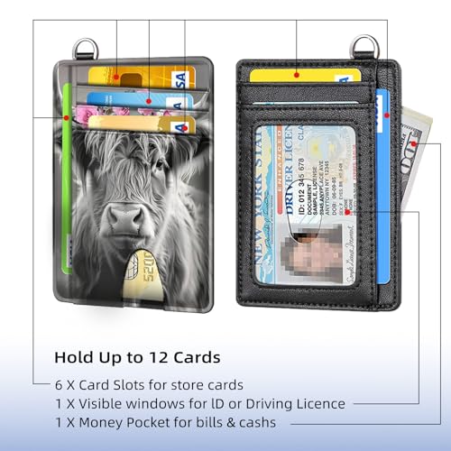 Slim Minimalist Front Pocket RFID Blocking Wallet for Men&Womem, Keep Your Credit Cards and Personal Information Safe, Highland Cow Portrait Security Pockets for Business Card Holder3