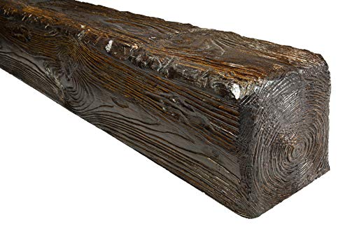 DECO WOOD Deckenbalken EQ004 aus Polyurethane, 2m Länge, PU Balken Holzoptik (dunkelbraun - 17x19cm) Verzierung Lampe Kabelkanal Scheinbalken