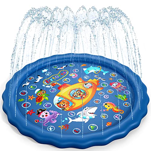 Image of Drtopey Sprinkler Pad for Dogs, 67" Splash Pad for Kids and Wading Pool for Learning, Pet Outdoor Water Summer Toys
