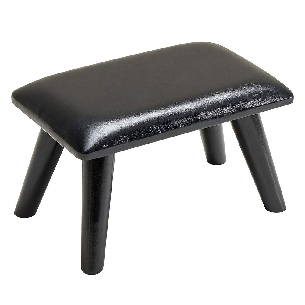 Taburete de madera maciza MU con acabado premium reposapiés elegante para sofás