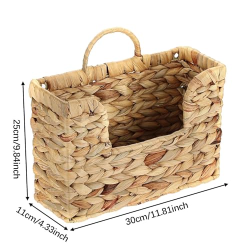 Baoblaze Wall Hanging Basket Rack Woven Storage Basket Straw Woven Hanging Baskets Multifunctional Wall Mounted Mail Organizer for Papers Books Envelopes Brochures Storage Shelf - Image 5