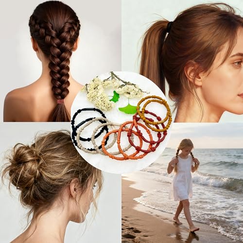 Hair Ties for Thick & Thin Hair, Elastic Hair Bands for Women Sleep, Sports, Ponytail Holder No Damage| Girls Boho Bracelets Hair Accessories-24 pcs