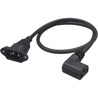 90 Degree IEC 320 C13 to C14 Power Cable Left Angle C13 Female to C14 Male Power Supply Extension Cable C14 to C13 Power Plug Converter Adapter for Monitors Computers 0.6m