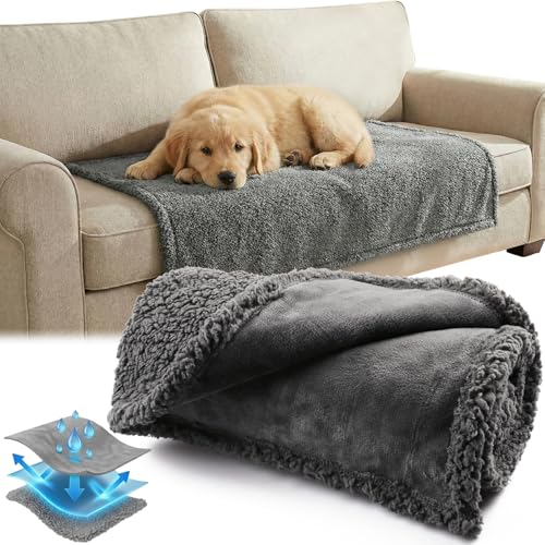 Onarway Couverture imperméable pour chien en polaire Sherpa réversible pour lit, canapé, canapé et sol, 60 cm × 80 cm, chats, chiens ou autres petits animaux de compagnie