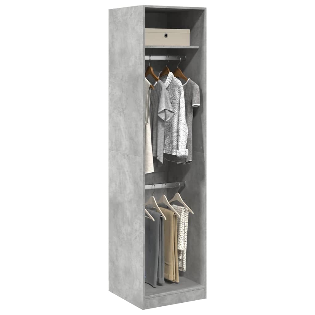 Penderie en bois d'ingénierie gris béton au fini minimaliste et durable