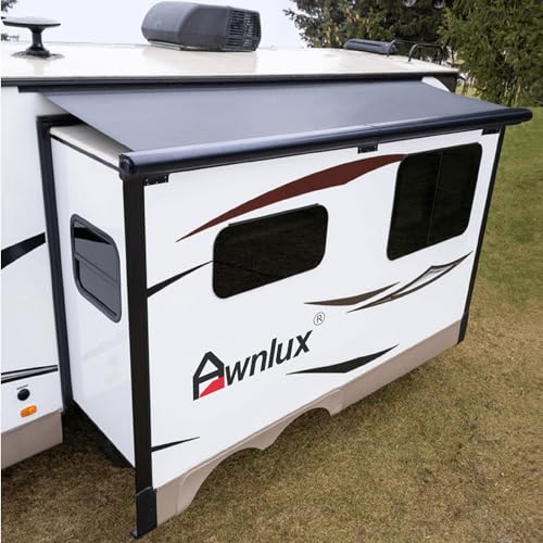 Awnlux Black Modular Metal Full Cover Slide Topper Awning Kit Protection for RVs, Travel Trailers...
