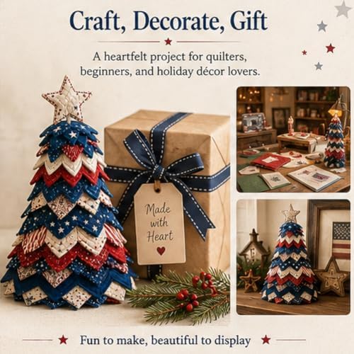 Americana Christmas Tree Quilt Kit, DIY Patchwork Sewing Craft Kit — view 6