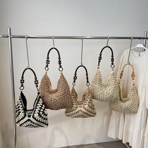 Bolso tipo tote hobo de paja para mujer miniatura 7