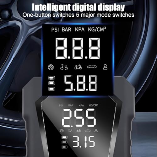 Compresor de aire con arrancador de coche 12V y pantalla digital inteligente de alta precisión 4