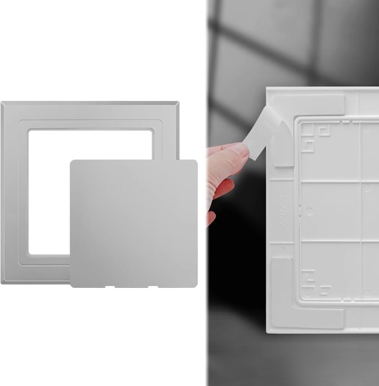 k3Mq9Rw Recessed Access Panel Self-adhesive Cover Plates Mini Access Hatches Suitable For Pipes, HVAC Ducts And Cabling(Grey,250x250mm (9.8x9.8in))