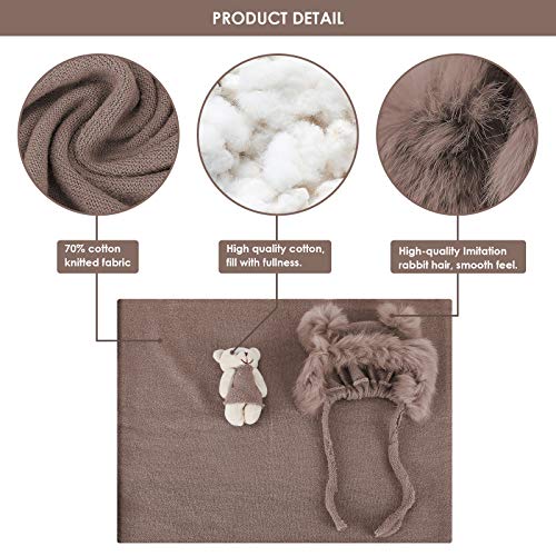 Ruiqas Pasgeboren Fotografie Prop Wrap Pluizige Hoed Beer Pop Set Baby Baby Foto Props Outfits (Kaki) - Image 4