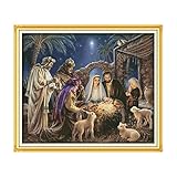 Material: 100% Baumwolle Nativity Handgemachte DIY Kreuzstich Kit Erlösers Jesus Religiöse Figuren Stickerei Stickerei hängend Bild Leinwand Handgemachte Kreuzstich (Cross Stitch Fabric CT number : 14CT unprinted)