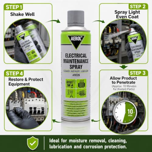 Image of Aerol Electrical Maintenance Spray Grade 8226 (343g /500ml) | Multi-Purpose Lubricant, Penetrant & Cleaner for Metal Contact Surfaces | Anti-Corrosion Protection