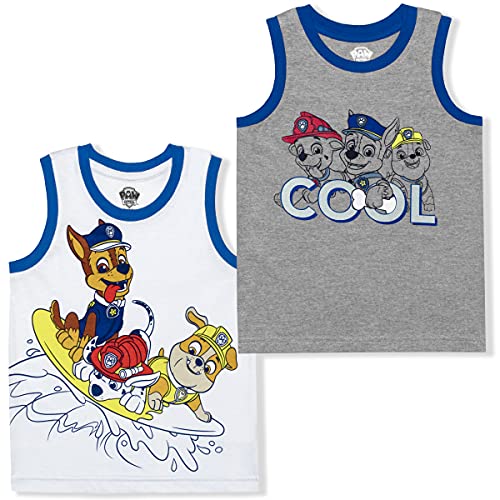 Nickelodeon Paw Patrol 2 Pack Boy's Sleeveless Tee Shirt Set, Printed Undershirt for Kids, Size 3T Gray