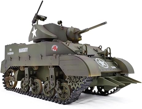 M5A1 RC Tank for Adults, 1/16 RC Main Battle Tank Remote Control Tank 2.4G RC Military Tank Vehicle with Sound Light Smoke, RC Army Tank RC Crawler Tank Model Kit Gift