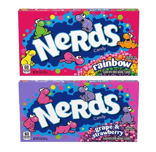 Assortiment de 2 bonbons Nerds Raisin et Fraise et Arc-en-ciel, 141 g chacun (282 g au total) Bonbons américains, bonbons originaux des États-Unis