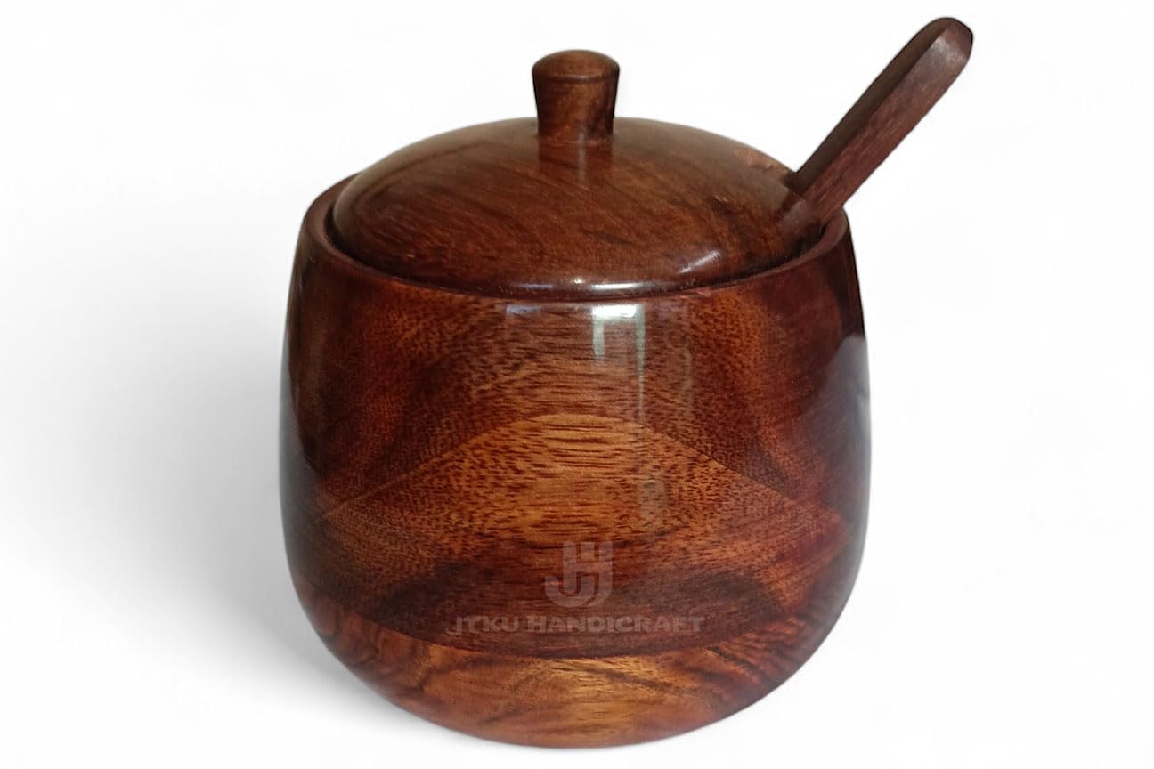 Jtku Handicraft01 Wooden Sugar Pot, Salt Pot, Spice Pot, Pickle Jar, Jam Jar Masala Box & Multi use Pot, Jar, Containers & Bowl with Spoon (B0CQVMFZDJ) Amazon Price History, Amazon Price Tracker
