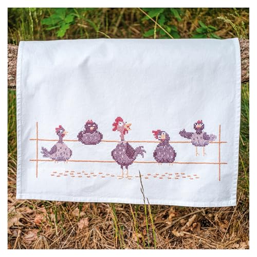 Torchons Poules Drôles à broder pour une décoration de cuisine faite maison