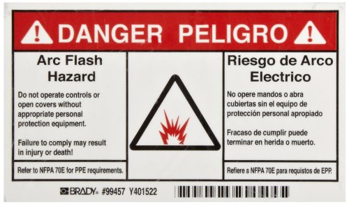 Étiquette flash à arc Brady 99457 Danger B-302 bilingue