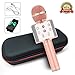 Karaoke Bluetooth Wireless Microphone 3 in 1 Portable Handheld Mic Speaker Machine for Company Meeting Family Kids Party - Compatible iPhone, Android, iPad, PC and all Smartphones (Rose Gold Plus)