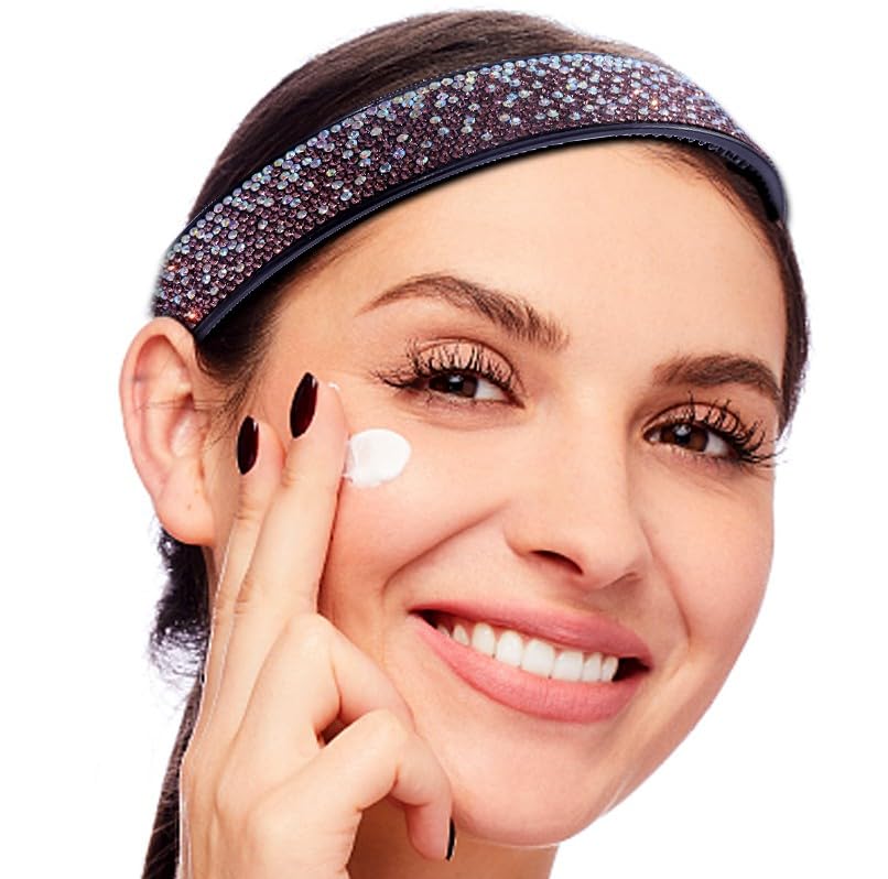 Rhinestone Headbands for Women Sparkly,4PCS Tie Dye Crystal Headband Non Slip,Tooth Hair Bands Rhinestone Hair Hoop,Comfortable Daily Prom Party Head Accessories - Image 5