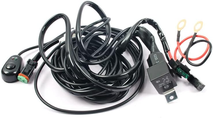 POOPEE Relay Harness for Lights, DC 12 V, Work Light, Fog Lamp, Universal Type, Display LED Switch, LED Mounting Wiring Kit, Wire Harness [For 1 Light]