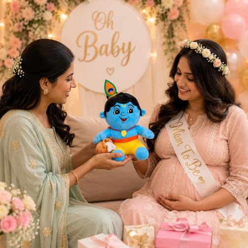 Image of AVSHUB God Soft Toy for Kids Divine Mantra Chanting Baby Krishna Matka with 3 Preloaded Mantras & Aartis, Musical Soft Plush Toy, Return Gift for Infants, Toddlers & Kids (Medium - 25 Cm)
