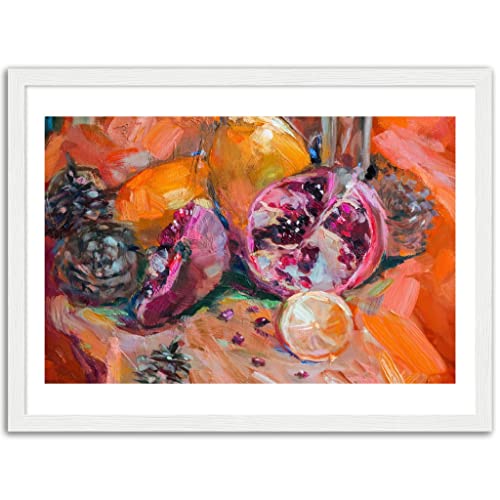 Décoration murale aliments et boissons orange grenade pour réveiller un mur blanc