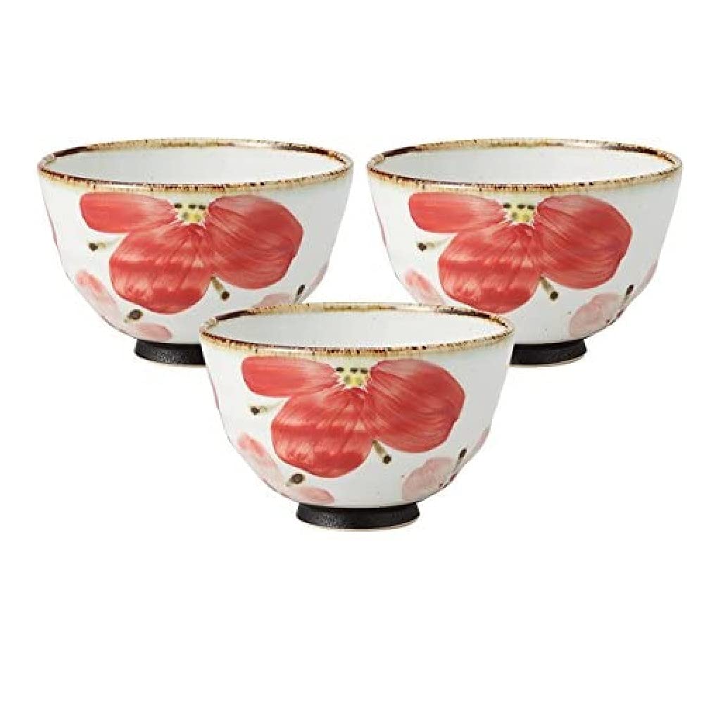 Amazon Co Jp 食器 碗 ご飯茶碗 ごはん茶碗 小さい レッド シンプル モダン 茶碗 揃え ごはん茶碗 セット 茶碗 おしゃれ かわいい 磁器 来客 贈り物 花 プレゼント 日本製 花重ね 飯碗 小 赤 3客組 ホーム キッチン