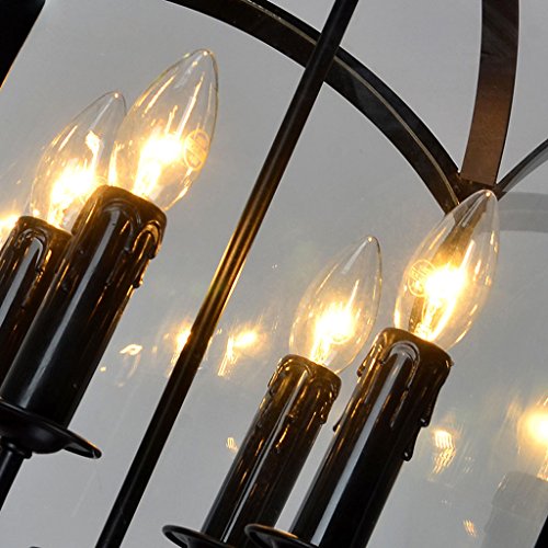 Lustre industriel noir 4 têtes E14 plafonnier rétro salon restaurant - 7