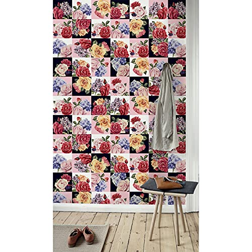 Papier peint fleurs de patchwork pour rénover un meuble abîmé - 2