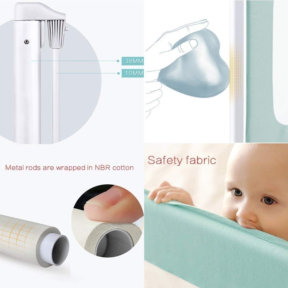 Barandillas de Cama con Malla ventilada, Protector de Cama con elevación Vertical para Mayor Seguridad y Estabilidad, barandilla de Cama compacta para Viajes (Color: Rosa, Tamaño: