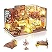 Cuteefun Maison Miniature a Construire DIY Maison Poupee Miniature Bois en Kit avec Musique Anti-Poussière et Meubles, Cadeau de Bricolage Artisanal pour Les Femmes (Sakura House)