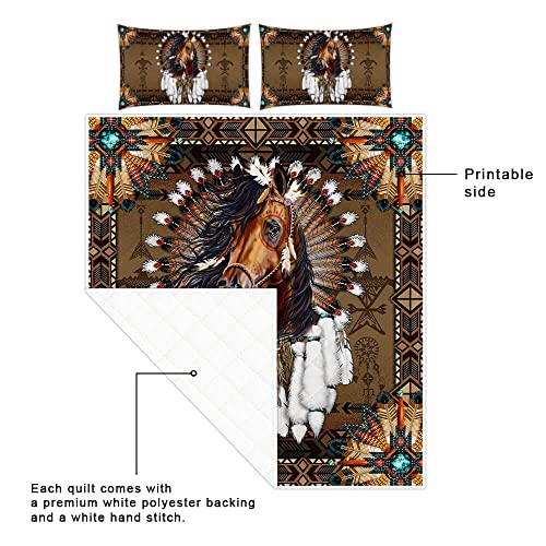 Geembi Quilt Sets With Pillows Cover-Horse. Native American Quilt Bedding Set Thb3469Qs, Twin Size Coverlet For All Season-Soft Cotton Lightweight Bedspread (King,Queen,Twin) #TOP4