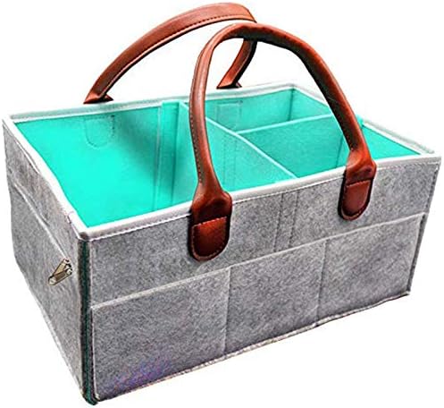 DOiD Baby Diaper Caddy Organizer Portable Holder Bag, Large Protable Felt Nappy Caddy, Car Travel & Nursery Organizer, Diaper Organizer Caddy for Pack and Play, blue, medium