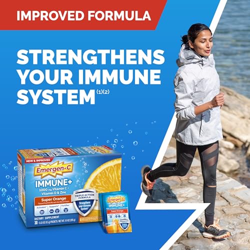 Image of Emergen-C Immune+ Triple Action Immune Support Powder, Super Orange, 50 ct