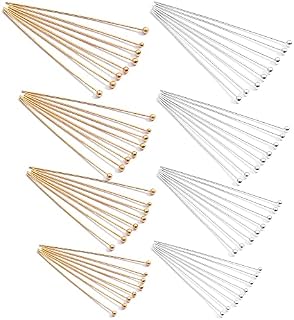 800 Pcs Brass Head Pins Ball Headpins Earrings Accessories for Bracelet Earrings Jewelry Making Random Color(16mm/20mm/30mm/40mm), Silver, gold, white K color, KC gold, random color mixing