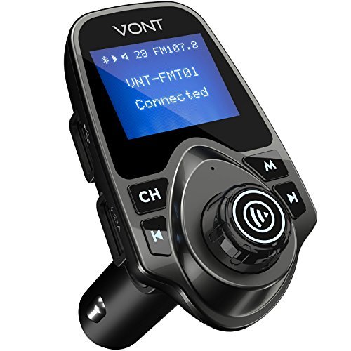 Bluetooth FM Transmitter for Car, Bluetooth Car Adapter Kit, 1.44 inch Display, Supports