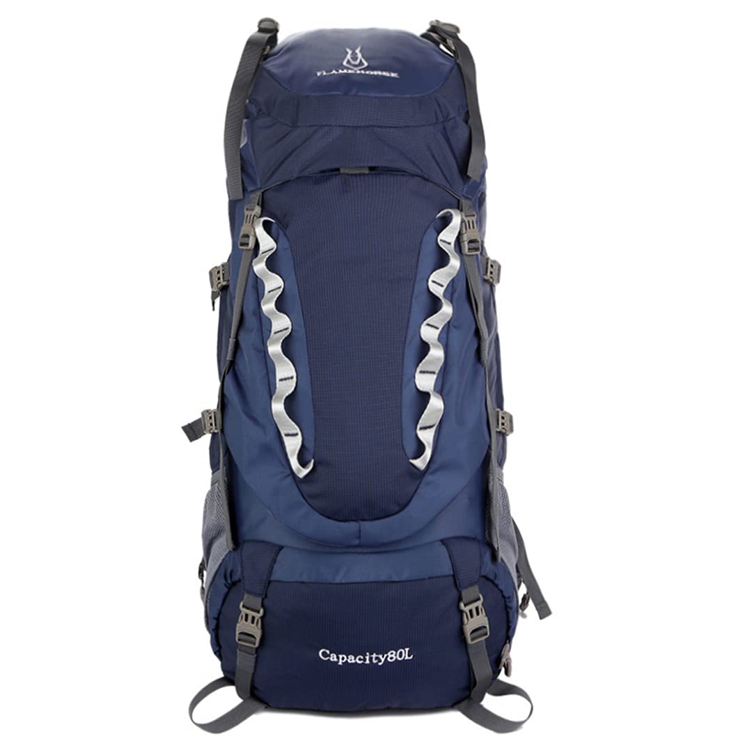 80L Outdoor Mountaineering Bag Wodoodporny nylonowy plecak Plecak podróżny o dużej pojemności Odłączany wspornik (ciemnoniebieski jak na zdjęciu)