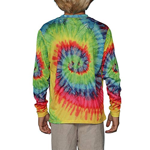 Ingear Boy's Upf50+ Long Sleeve Uv Sun Protection Shirts Quick Dry Outdoor Shirt For Fishing Running Workout (Bright Tie Dye, Medium) #TOP1